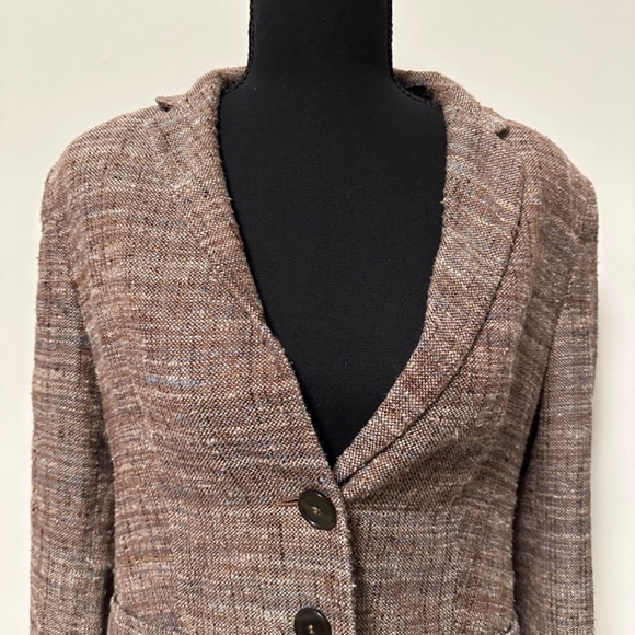 **ZANELLA* "Brown Blazer Platinum Suit Jacket Size 10 - Picture 2 of 7